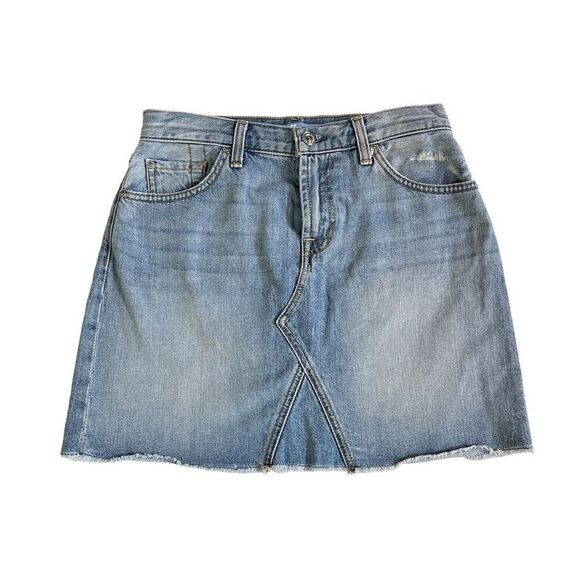7 For All Mankind Denim‎ Mini Skirt Frayed Hem Santa Cruz - Picture 1 of 10